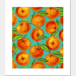 Oranges on turquoise Posters and Art